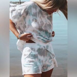 Free People Blue Tie Dye Sweatshorts